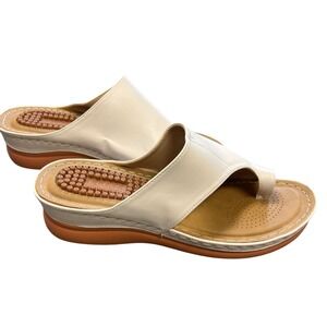 Reimferce‎ Beige Toe Post Sandals Comfort Massage Thong Slip On Summer Shoes  9